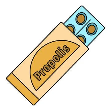 Propolis supplement pills blister pack in box Stock Illustration