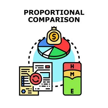 Proportional comparison of financial data and information Stock Illustration
