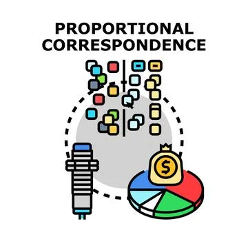 Proportional correspondence concept with data distribution Stock Illustration