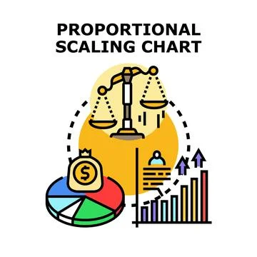 Proportional scaling chart concept balancing data and growth Stock Illustration