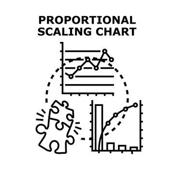 Proportional scaling chart showing data analysis and solution Stock Illustration