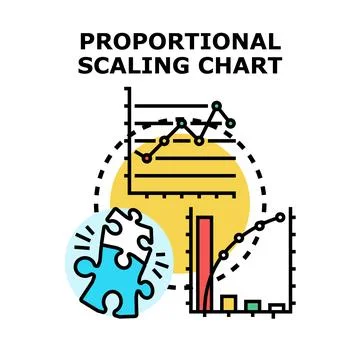 Proportional scaling chart showing data analysis and solution Stock Illustration