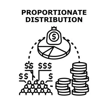 Proportionate distribution system dividing wealth among people Stock Illustration