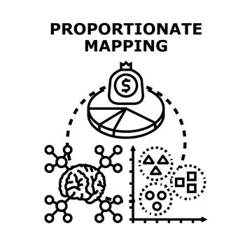 Proportionate mapping concept for data analysis and visualization Stockillustratie