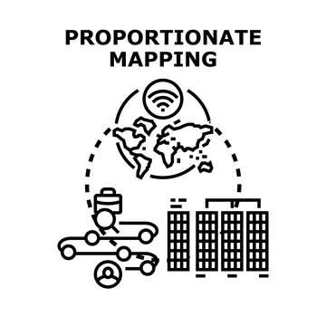 Proportionate mapping concept linking global network data Stock Illustration