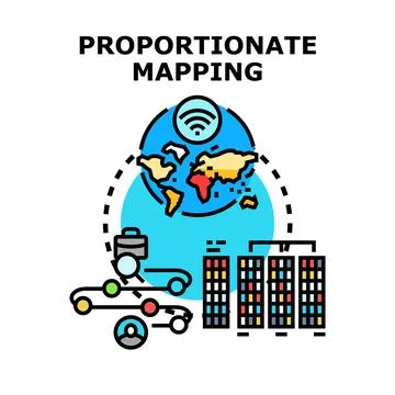 Proportionate mapping concept linking global network data Stockillustratie