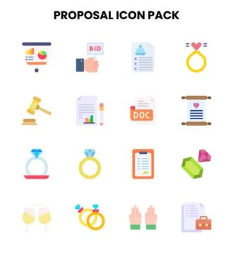 Proposal Flat Bundle Icons Pack Stock Illustration