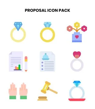 Proposal Flat Vector Icons Pack Stock Illustration