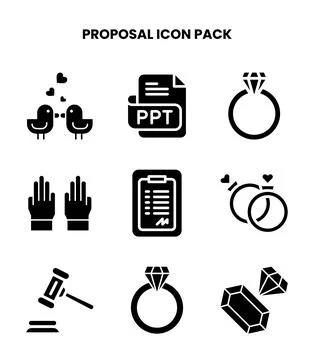 Proposal Glyph Collection Icons Pack Stock Illustration