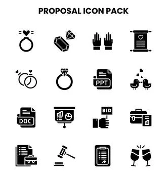 Proposal Glyph Scalable Icons Pack Stock Illustration