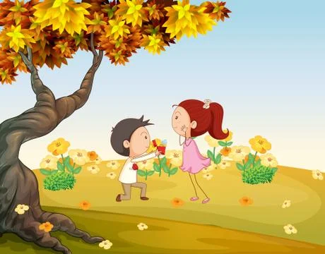 A proposal at the hills 스톡 일러스트