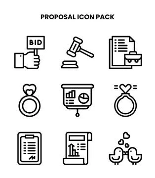 Proposal Line Collection Icons Pack Stock Illustration