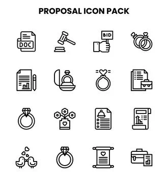 Proposal Line Icons Pack Ilustração Stock
