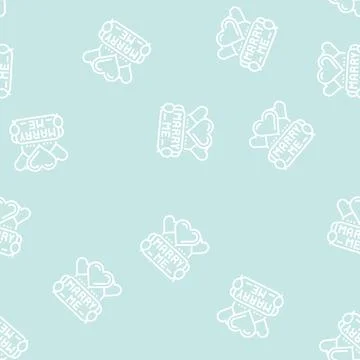 Proposal marry me balloons line seamless pattern Stock Illustration