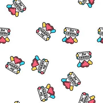 Proposal marry me balloons vector seamless pattern Stock Illustration