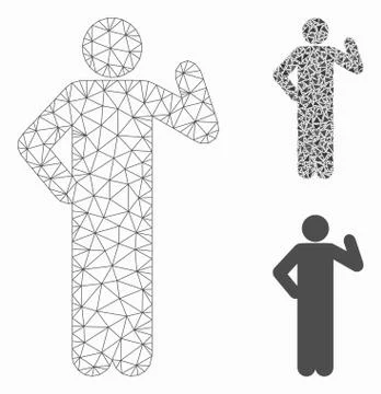 Proposal Pose Vector Mesh Network Model and Triangle Mosaic Icon Stock Illustration