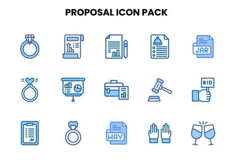 Proposal Two Colour Graphics Icons Pack Stock-Illustration