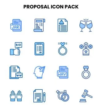 Proposal Two Colour Vector Icons Pack Ilustração Stock