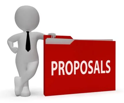 Proposals Folder Holding Plans And Contracts 3d Rendering Illustration