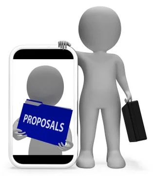 Proposals Folder Showing Document File 3d Rendering Illustrazione stock