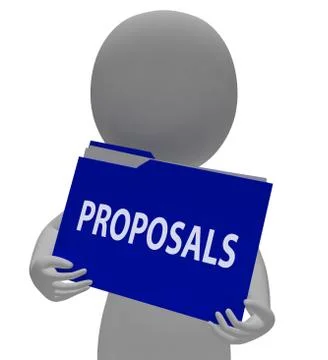 Proposals Folder Shows Document File 3d Rendering Stock Illustration