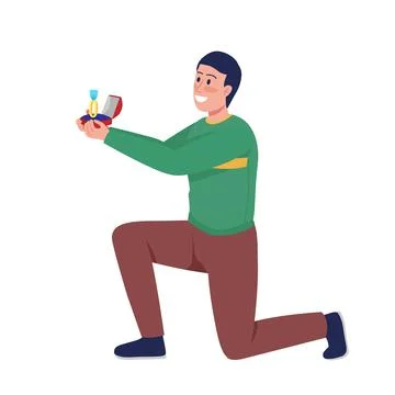 Proposing man semi flat color vector character 스톡 일러스트