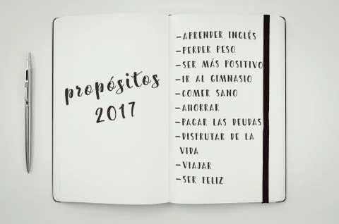 Propositos 2017, resolutions for 2017 in spanish Stock Photos