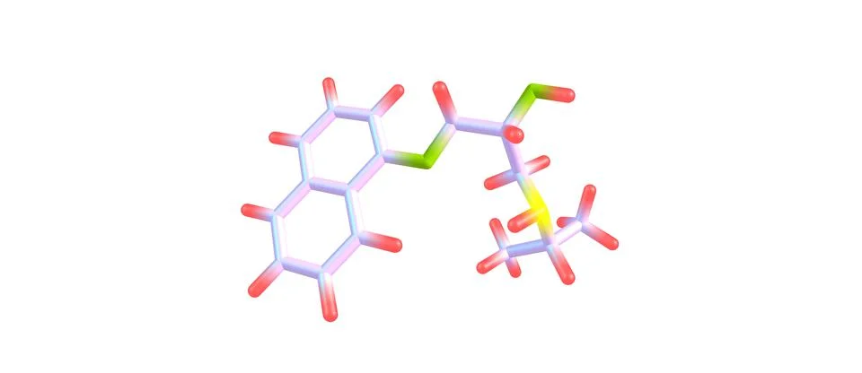 Propranolol molecular structure isolated on white Stock Illustration