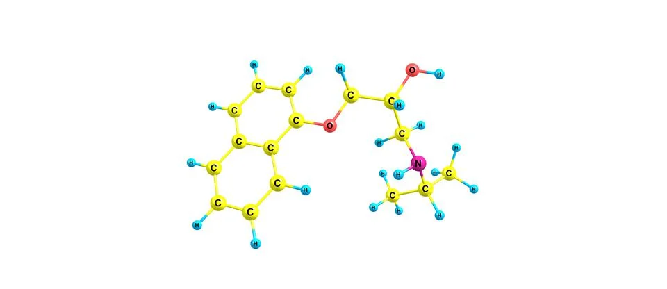 Propranolol molecular structure isolated on white Stock Illustration