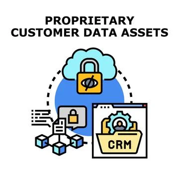 Proprietary customer data assets and secure cloud storage イラスト素材