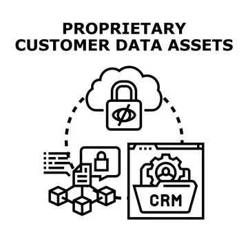 Proprietary customer data assets and secure cloud storage Stockillustratie