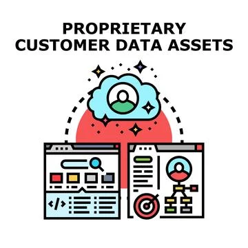 Proprietary customer data assets management analysis Stock Illustration