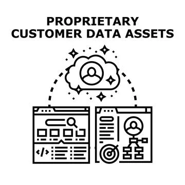 Proprietary customer data assets management analysis Stock Illustration