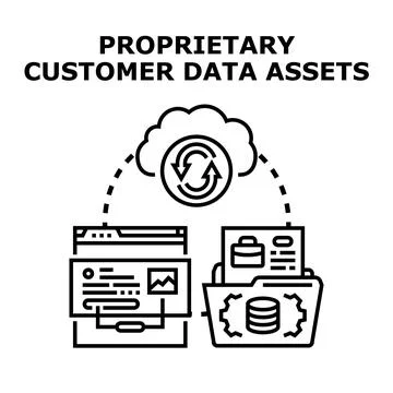 Proprietary customer data assets transferring to cloud storage Stock Illustration