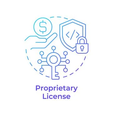 Proprietary license blue gradient concept icon Stock Illustration