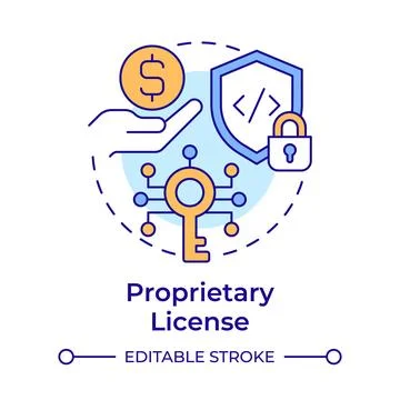 Proprietary license multi color concept icon Stock Illustration