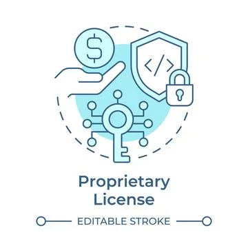 Proprietary license soft blue concept icon Stock Illustration