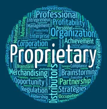 Proprietary Word Represents Right Wordcloud And Owner Stock Illustration