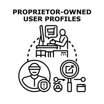 Proprietor owning digital user profiles and personal data Stock Illustration