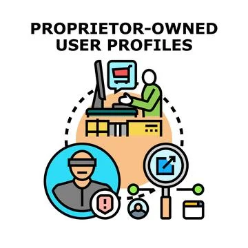 Proprietor owning digital user profiles and personal data Illustrazione stock