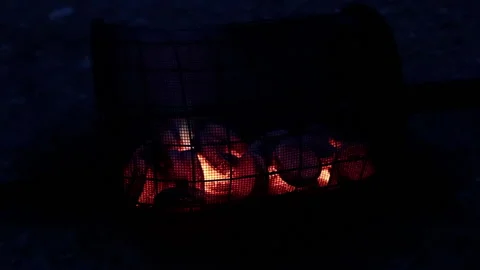 Props, inventory for the fire show. Embers for spark staff. Slow motion. Stock Footage 236078177