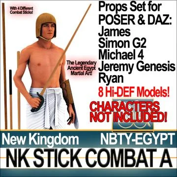 Props Set Poser Daz for Ancient Egypt Stick Combat NK A 3D Model