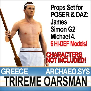 Props Set Poser Daz for Ancient Greece Trireme Oarsman 3D Model