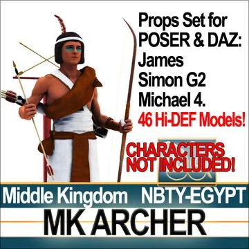 Props Set Poser Daz for Ancient Egypt MK Archer 3D Model