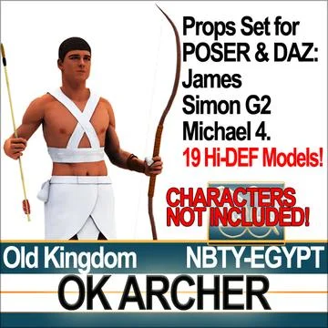 Props Set Poser Daz for Ancient Egyptian OK Archer 3D Model