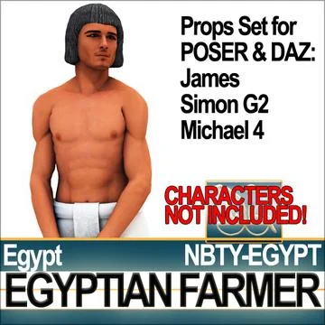 Props Set Poser Daz for Ancient Egyptian Farmer 3D Model