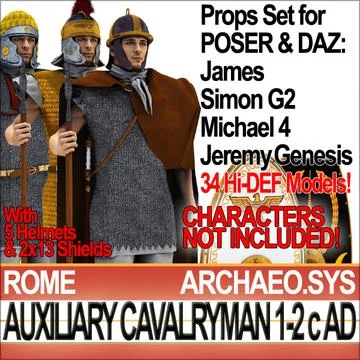 Props Set Poser Daz for Roman Auxiliary Cavalryman A 3D Model