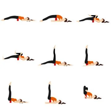 Props-supported lying asanas set Stock Illustration