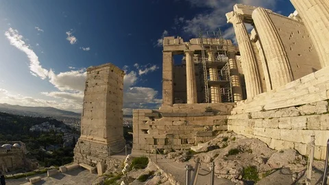 The Propylaea overlooking Greece Stock Footage 87122455