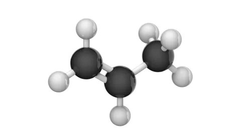 Propylene (Propene) . C3H6. Seamless loop. White background Stock Footage 154244812